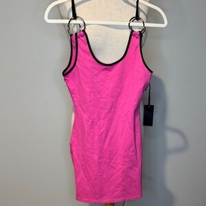h:ours Pink Mini Dress with Black Trim NWT
